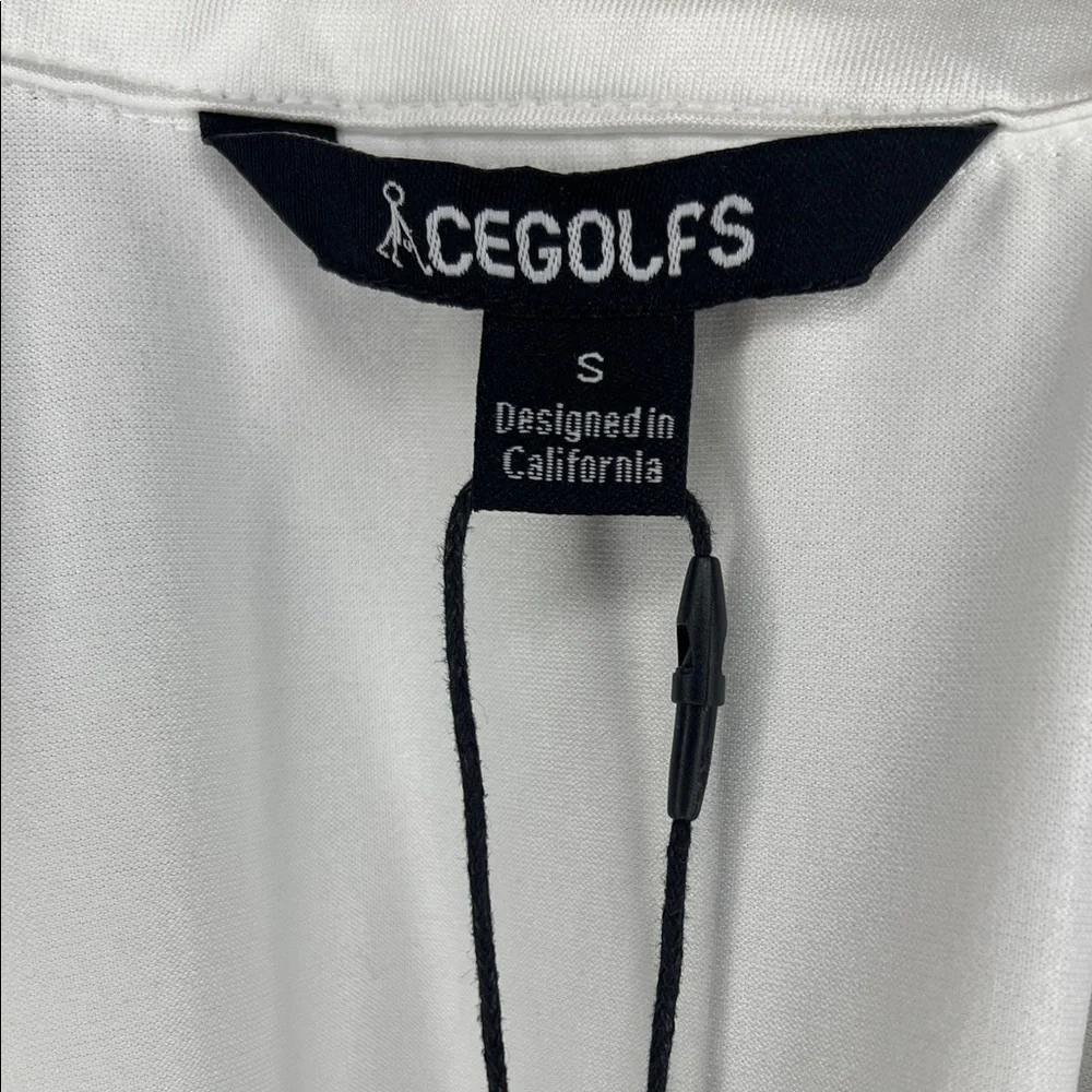Acegolfs Women’s Stylish White Polo Shirt with Red Stripes